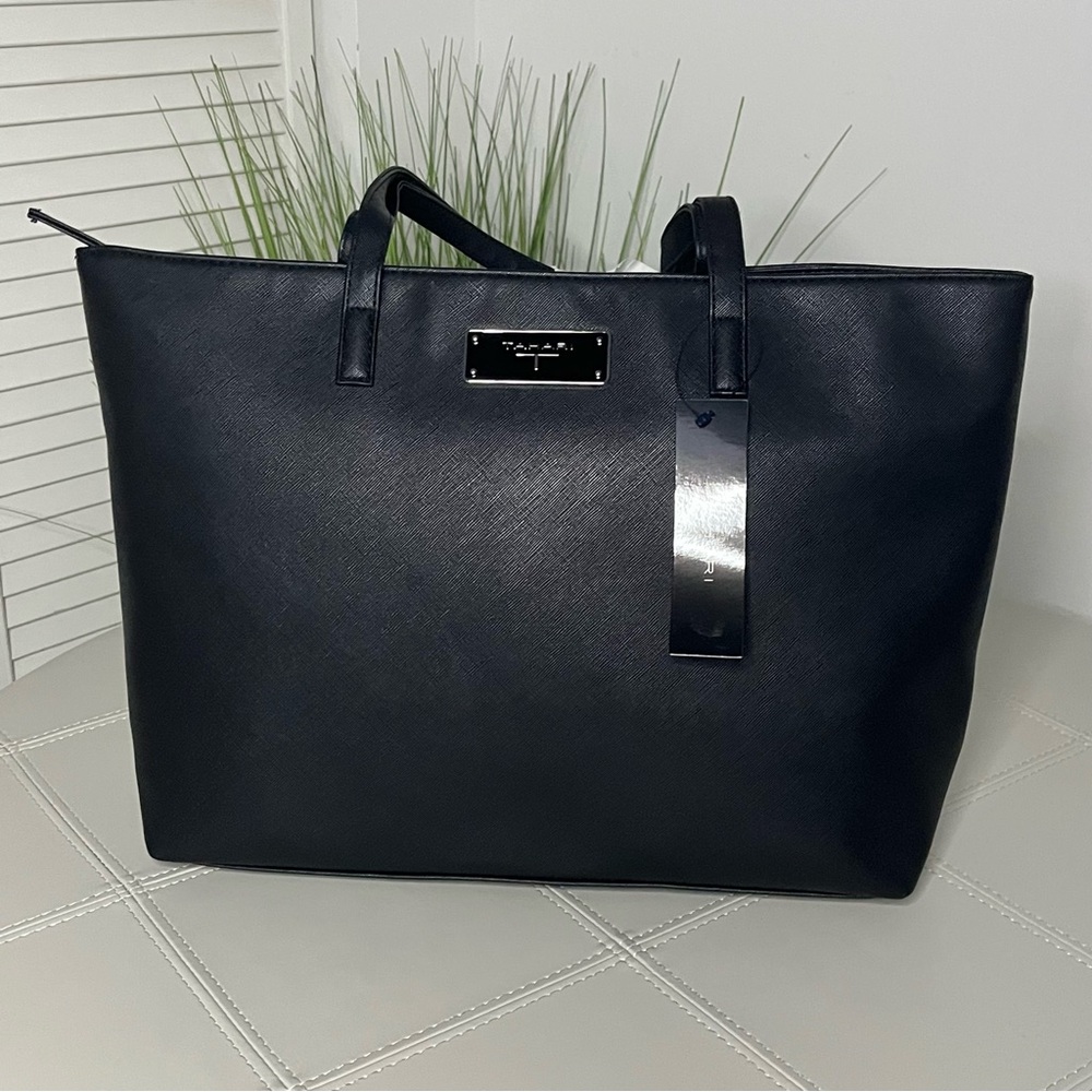 Tahari Black Tote Bag Sleek Structured Design